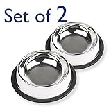 Pet Bowls for Smaller Dogs & Cats. Wipe Clean, Stainless Steel Non-Skid Bottom for Dogs, Puppies, Cats, Kittens, Rabbits & more. Set of 2