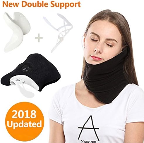 YOYASTORE 2018 Upgraded Travel Neck Support Pillow, New Design Evolution Airplane Travel Pillow Memory Foam Double Support Portable & Machine Washable Black