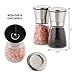 KITCHEN LIFE® Stainless Steel Salt And Pepper Grinder Set - Premium Clear Glass Salt & Pepper Mills | Adjustable Coarseness, Easy Refill, User Friendly, High Quality Grinders - With Free Stand |