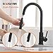 OWOFAN Touch On Kitchen Faucets with Pull Down Sprayer, Single Handle Black Kitchen Sink Faucet with Pull Out Sprayer, Stainless Steel Touch Activated Faucet KH1005R