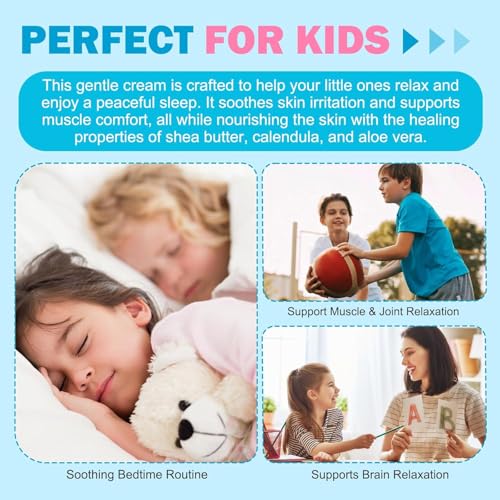 Magnesium Lotion For Kids & Babies, Bedtime Cream For Sleep, Leg Cramps, Lavender Calming Magnesium Oil Lotion For Bone & Muscle Relaxation, Apply to Feet