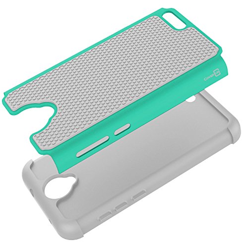 ZTE ZMax 3 Case, ZTE ZMax Champ Case, ZTE ZMax Grand LTE Case, ZTE Grand X3 Case, CoverON HexaGuard Protective Heavy Duty Hybrid Phone Cover - Teal and Gray - Thumbnail 6