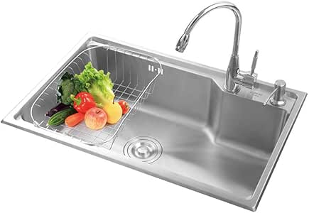 Fregadero Cocina un Seno 68x44x20.8cm Rectangular con orificio para