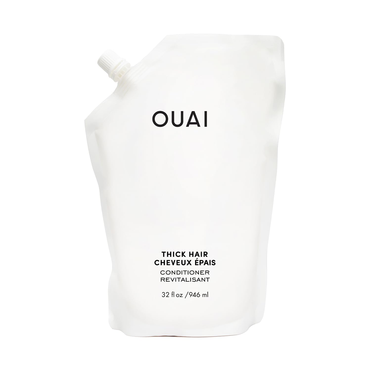 OUAI Thick Hair Conditioner Refill - Moisturizing Conditioner for Dry, Frizzy Hair - Keratin, Marshmallow Root, Shea Butter and Avocado Oil - Paraben, Phthalate and Sulfate Free Hair Care - 946ml