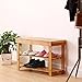 Ollieroo 2 Tier Natural Bamboo Shoe Rack Organizer and Foot Stool with Storage Drawer on Top - 5pcs Cedar Hang Ups