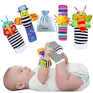 Foot-Finders-Wrist-Rattles-for-Infants-Developmental-Texture-Toys-for-Babies-Infant-Toy-Socks-Baby-Wrist-Rattle-Newborn-Toys-for-Baby-Girls-Boys-Baby-Boy-Girl-Toys-0-3-3-6-6-9-Months Foot Finders & Wrist Rattles for Infants Developmental Texture Toys for Babies & Infant Toy Socks & Baby Wrist Rattle - Newborn Toys for Baby Girls Boys - Baby Boy Girl Toys 0-3 3-6 6-9 Months
