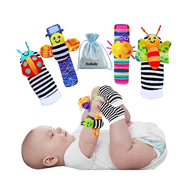 Foot-Finders-Wrist-Rattles-for-Infants-Developmental-Texture-Toys-for-Babies-Infant-Toy-Socks-Baby-Wrist-Rattle-Newborn-Toys-for-Baby-Girls-Boys-Baby-Boy-Girl-Toys-0-3-3-6-6-9-Months Foot Finders & Wrist Rattles for Infants Developmental Texture Toys for Babies & Infant Toy Socks & Baby Wrist Rattle - Newborn Toys for Baby Girls Boys - Baby Boy Girl Toys 0-3 3-6 6-9 Months