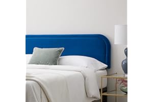 Edenbrook Miller Low Profile, Performance Velvet Headboard for Queen Size Bed-Navy Upholstered Queen Headboard