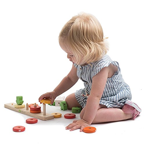 Counting Carrots Stacker Wooden Ring Set - STEM Learning Math Abacus Number Learning and Counting Stacker Color Identification Stacking Game Toy for Kids 18 month +