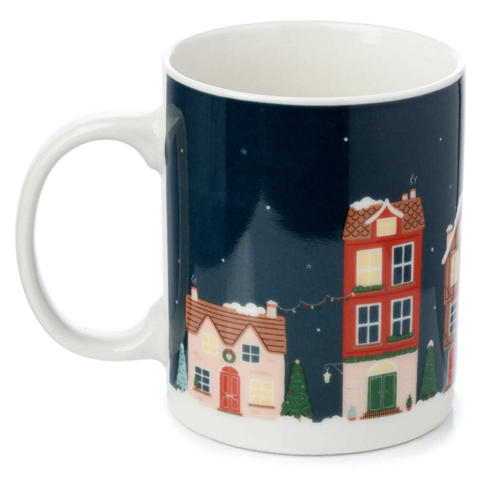Puckator Christmas Village Porcelain Tea Coffee Mug - Funny Home Accessories - Cute Gifts for Girlfriend - Large Mugs for Men Women Hot Drinks - Cute Cups Presents - Secret Santa Gift - Cup Set