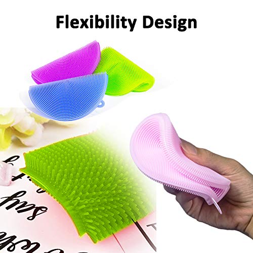 YOZATIA Silicone Dish Sponge Magic Sponge 5 Pack, Dishwasher Safe Dish Brush, Smart Kitchen Scrubber Kitchen Accessories Household Cleaning Sponges