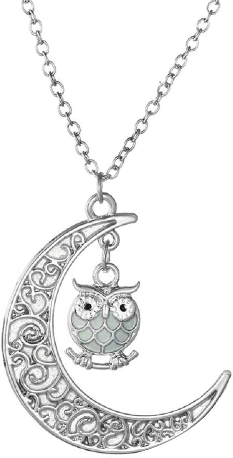 Scrox Necklace Hollow Moon Cute Owl Nights Necklace Jewelry accessories for Women Girls,With a Jewelry Bag