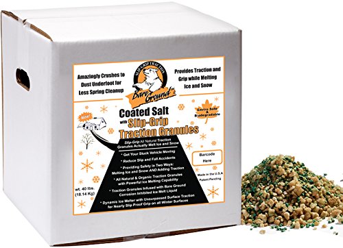 Bare Ground CSSLGP-40 Premium Coated Granular Ice Melt with Slipgrip Traction Granules, 40 lbs