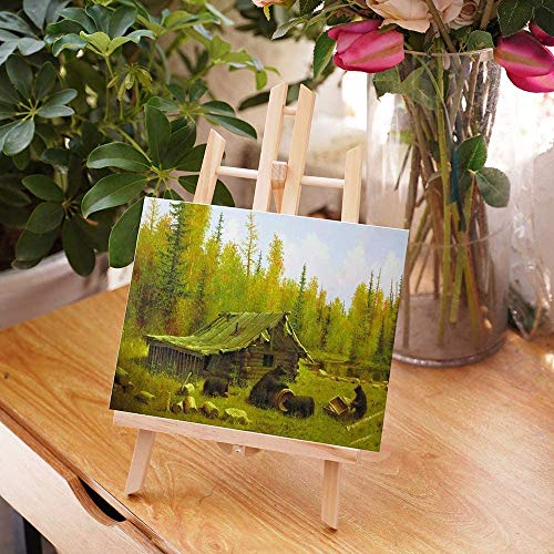 Acrylic Painting and Paint Easel Palettes Set,20 pcs Nylon Hair Paint Brushes 1 Tabletop Easel Stand 3pcs 8x10\'\' Canvas Panels 5 Pcs Paint Plattes for Kids Adult Party Acrylic Painting Crafts