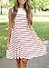 ZESICA Women's Crew Neck Sleeveless Striped Pocket Loose Swing T Shirt Tunic Dress