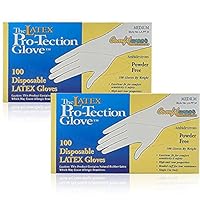 Comfitwear Disposable Latex Gloves, Powder Free, Medium, 200 Gloves (2 Boxes of 100 Gloves)