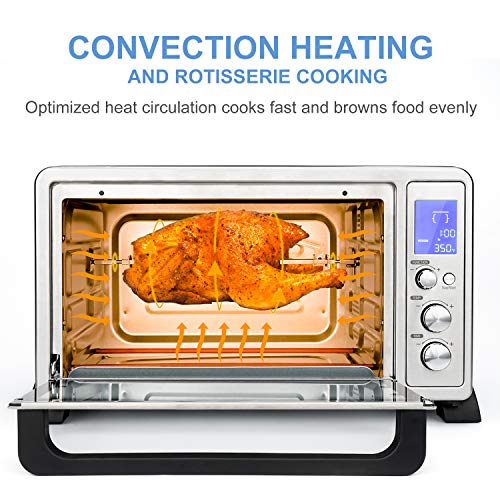 Vestaware Toaster Oven, 27QT Hot Convection & Rotisserie Oven with 10 Presets & 6 Accessories, Baking Pan Broil Rack Rotisserie Fork and Crumb Tray, Non-stick interior, Stainless Steel Countertop Ovens - Thumbnail 3