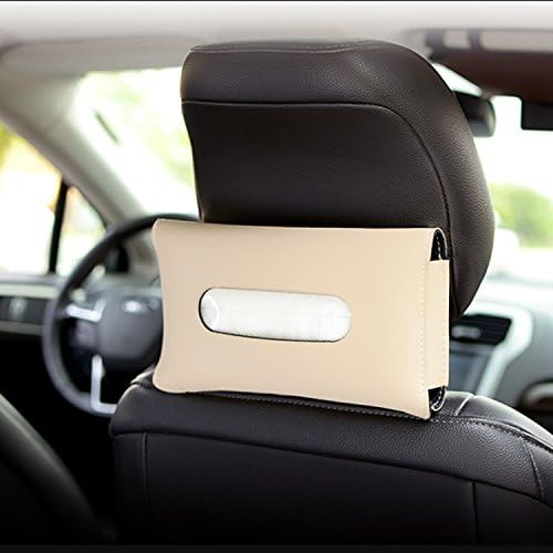 Raiphy New Car Tissue Box Holder PU Leather for Car Sun Visor (Beige)