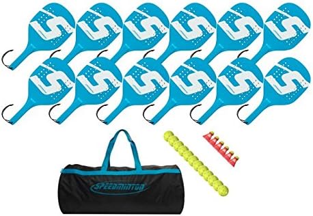 Speedminton Light Wooden Beach Paddle 12 Player Set, Blue