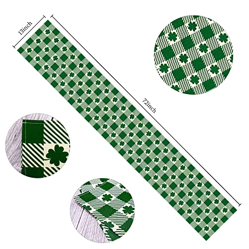 St Particks Day Table Runner 13 inch * 72 inch Green Spring Lucky Charm Shamrock 2023 Rustic Narural Kitchen Dining Table Linen Decoration Party Accessory (Floral)