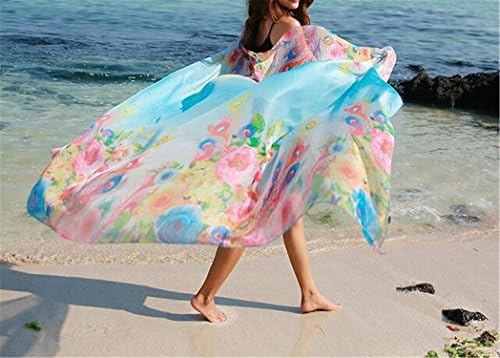 Pajamasea 190125Cm Summer Print Silk Scarf Oversized Chiffon Scarf Women Beach Cover Up Wrap Sarong Sunscreen Long Cap A3