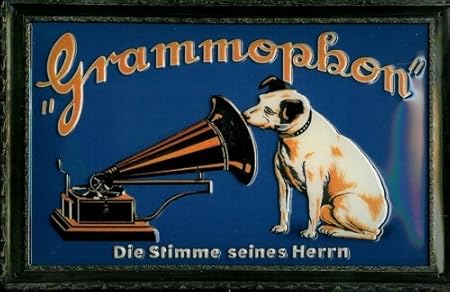 Blechschild Nostalgieschild Grammophon Hund Stimme seines Herrn His Masters Voice Schild Werbeschild