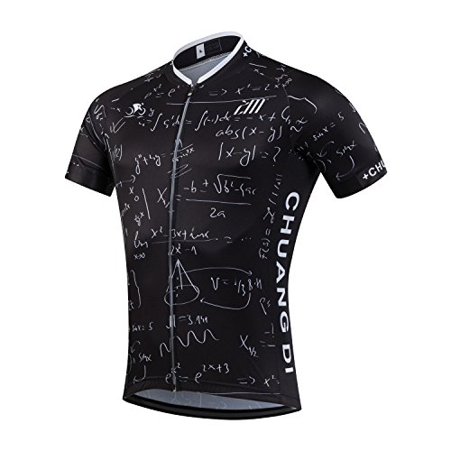 Digital Code Men Cycling Jersey Short Sleeve Summer Cycling Clothing Suit,Black Bib Suit,Asia L=US-Medium