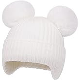 KORADI Girls Knit Hats Boys Winter Fleece Lining Beanie Kids Cuffed Earflap Skull Caps Ski Hat with Pom Pom 2-7 Years