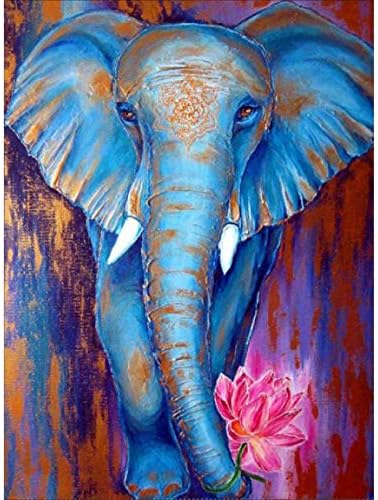 5D Diamond Painting by Number Kit, 5D Diamond Art Full Drill Oil Painting Elephant Cross Stitch Embroidery Rhinestone Picture Craft Art for Home Wall 30x40 cm