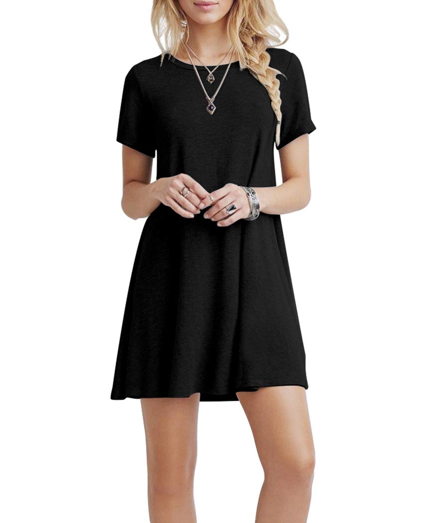 KORSIS Women's Summer Casual T Shirt Dresses Short Sleeve Swing Dress