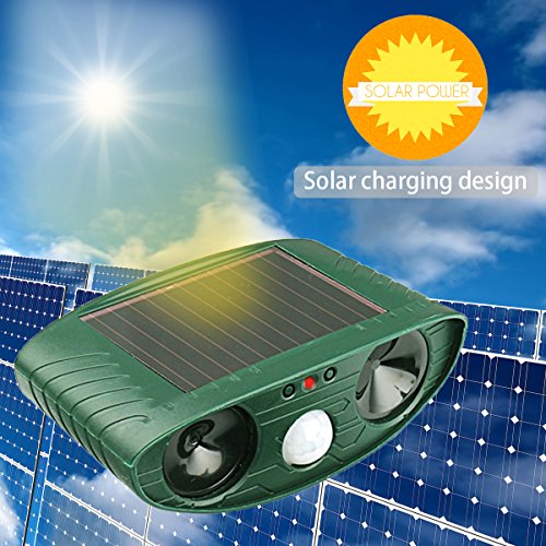 Wikoo Animal Pest Repeller, Solar Powered Ultrasonic Pest Repellent, Effective Outdoor Waterproof Pest Control, Repels Raccoons, Skunks, Foxes, Dogs, Cats, Deer, Squirrels etc