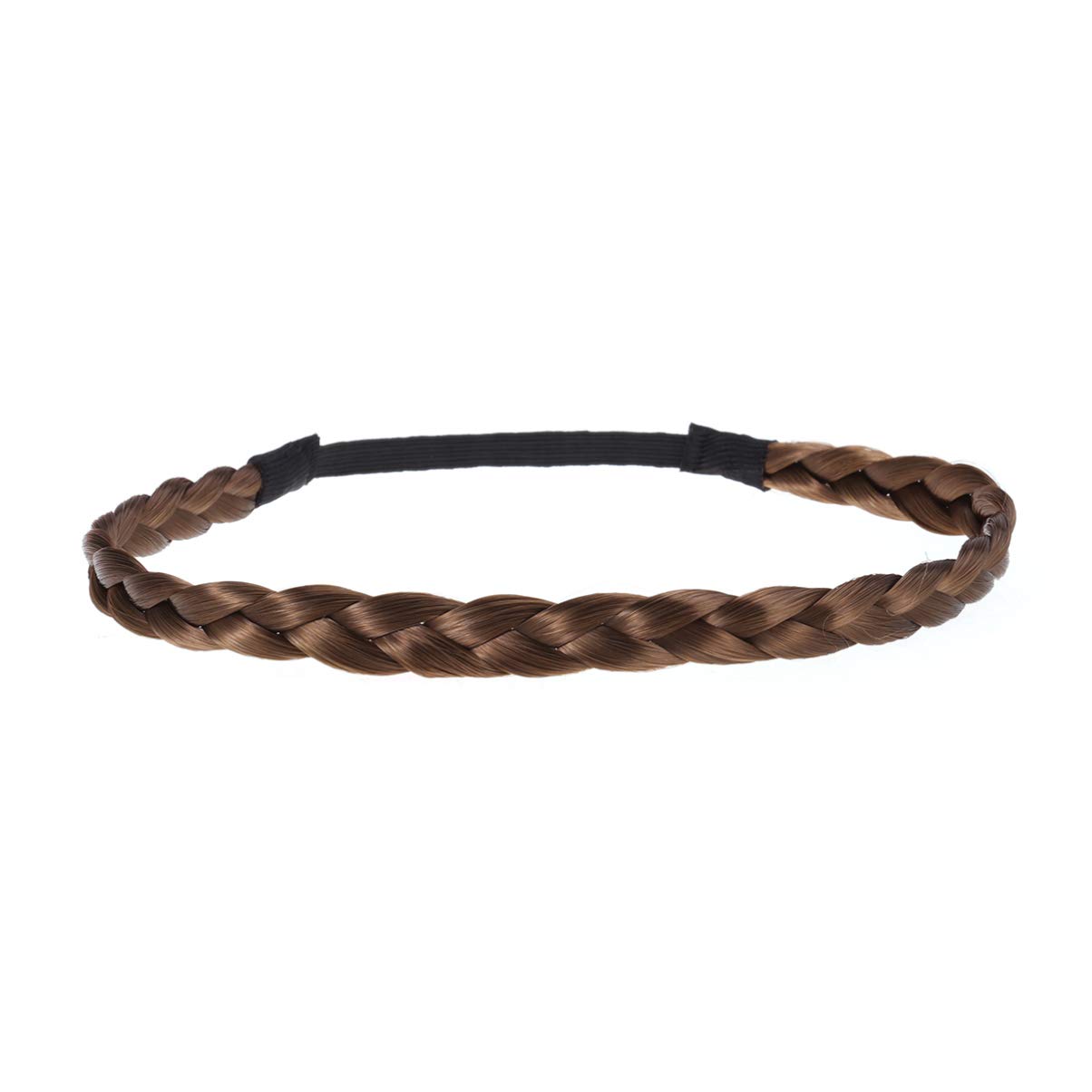 Solustre Braided Headband Elastic Synthetic Hair Braided Hairpiece Extension Natural Hair Braid Headband Thin Braided Headband for Women (Light Brown)