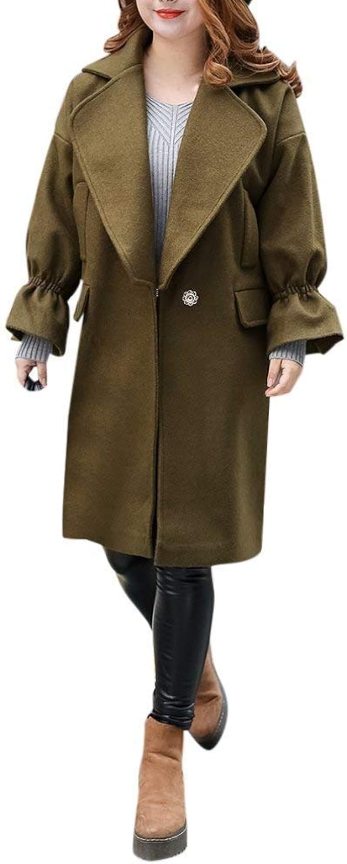 Battercake Damen Übergangsmantel Frühling Herbst Große Größen Coat Mantel Casual Frauen Locker ...