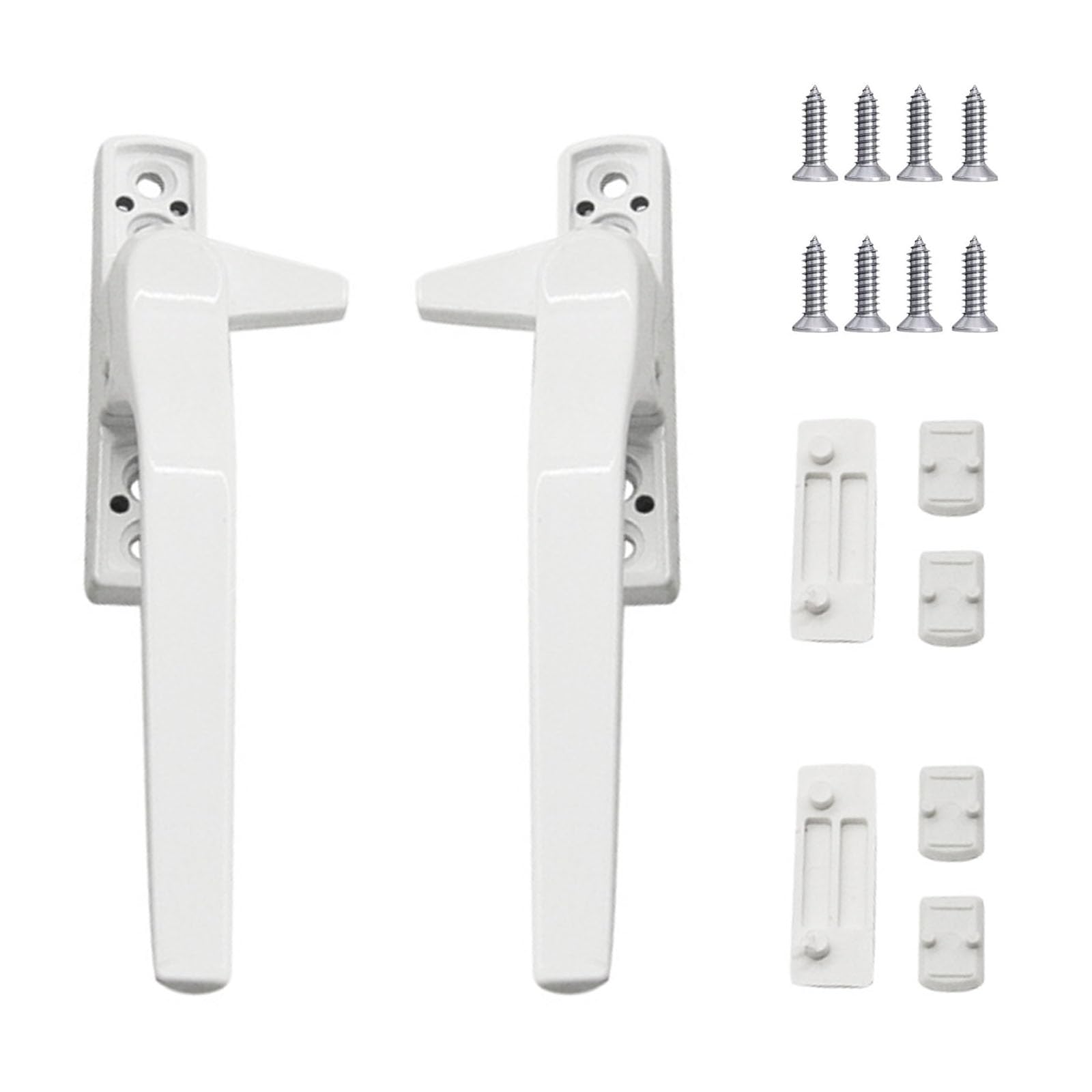 Yuiturt 2 Pcs Window Handle, UPVC Window Handles, Window Handle Replacement Kit, Left and Right Hand (White) Aluminum Alloy Lever with Security Lock, Childproof Mechanism for Home Office