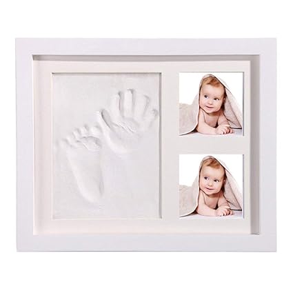 StillCool Baby Handabdruck und Fußabdruck DIY Bilderrahmen Babyparty Geschenk sicheren elegantem Weiß aus Echtholz