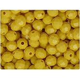 BeadTin Bright Yellow Opaque 8mm Faceted Round Plastic Beads (450pcs)