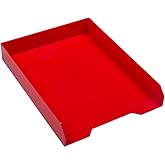 JAM PAPER Stackable Paper Trays - Red - Desktop Document, Letter, & File Organizer Tray - Sold Individually