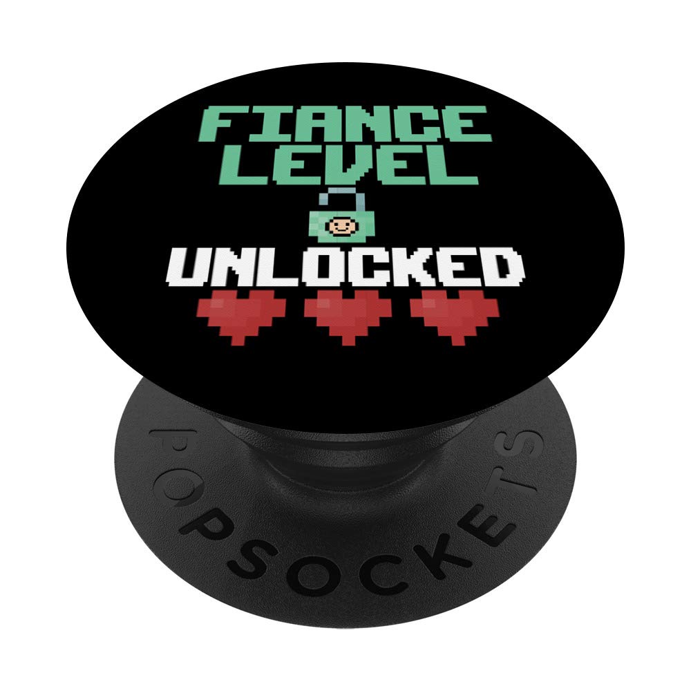 Fiance Gifts Level Unlocked Groom Gifts Husband Engagement PopSockets PopGrip: Swappable Grip for Phones & Tablets