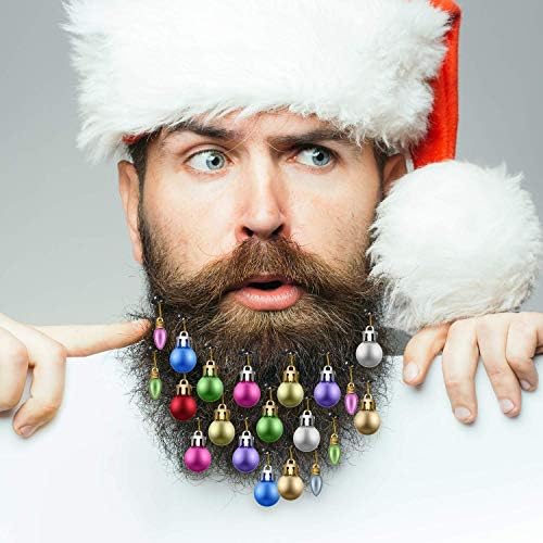 BEROSS Beard Ornaments 24pcs Colorful Christmas Facial Hair Baubles Beard Accessories for Men Santa Claus Beard Clips Easy Attach Mini Mustache Great Gift Idea
