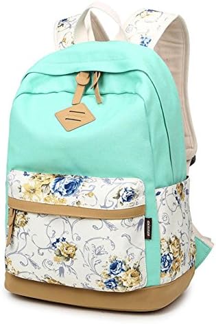 Hofiter Canvas Casual Laptop Middle School Backpack for Teen Girls Book Bags Sea Blue