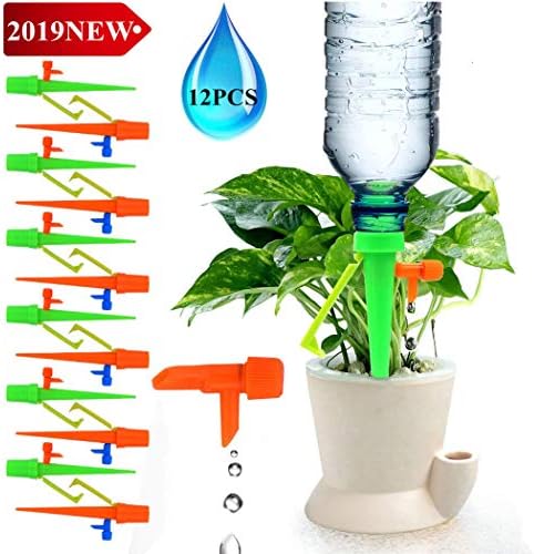 Lucstar Plants Self Watering Spike Devices Auto Dripper Kits 12 Pcs Waterers for Potted Plants Flowers Growth Vegetable Outdoor Indoor,Slow Flow Control Valve Irrigation System Equipment Garden Lawn