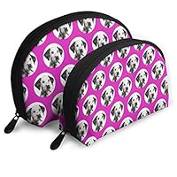 Dalmatian Dog Head Circle 2 Piece Set Cosmetic Beauty Bag Travel Handy Organizer Pouch Clutch Makeup Pouch Set