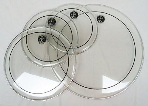 10", 12", 14" Clear Stripe Tom and 22" Bass Drum Head (Drum Skin) Pack