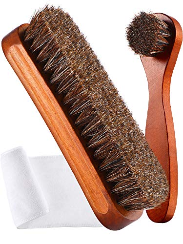 Youngjoy 3 Pieces Horsehair Shine Shoes Brush kit Polish Dauber Applicators(C) - Thumbnail 7