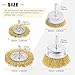 Rustark 9 Packs Wire Drill Brush Sets 9 Size Brass Coated Wire Wheel and Cup Brush Set with 1/4 Inch Round Shank for Rust Paint Corrosion Removal Polishing