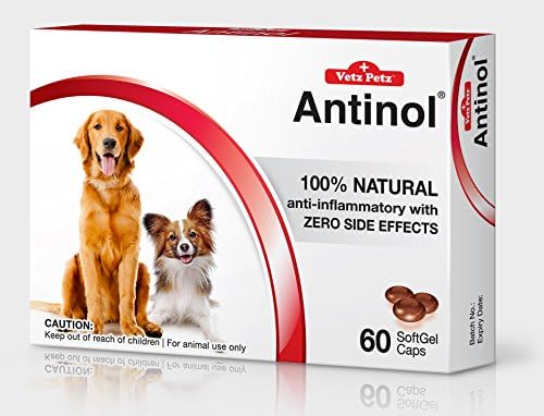 Vetz Petz Antinol 100% Natural. Healthy Joint, Skin and Cardio Vascular Maintenance.60 Caps for Dogs. by Pumkinpethouse