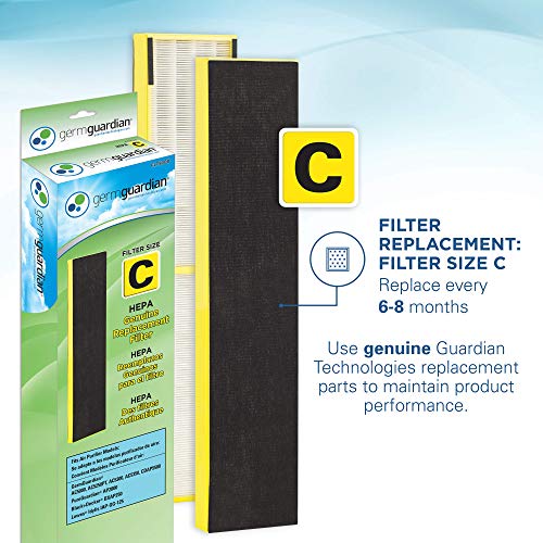 Germ Guardian True HEPA Filter Air Purifier for Home, Office, Large Rooms, Filters Allergies, Pollen, Smoke, Dust, Pet Dander, UVC Sanitizer Eliminates Germs, Mold, Odors, Quiet 28 inch 3-in-1 AC5300B