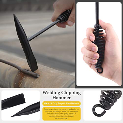 Welding Chipping Hammer & Wire Brush Set, Coil Spring Handle, Cone