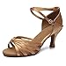 Roymall Women's Beige,Satin Latin Dance Shoes,Model 217-7,8 B(M) US