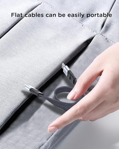 Short USB C to USB C Cable Flat 20CM/8inch,TYPE-C C to C cable with 40Gbps Data Transfer 240W PD Fast Charging 8K@60Hz, Compatible for iPhone 15 Pro Max, External SSD, for MacBook、for Ipad